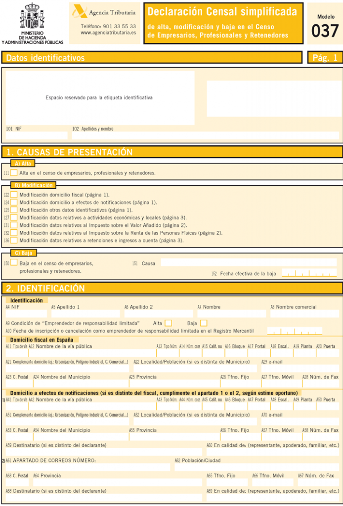 modelo 037 planilla