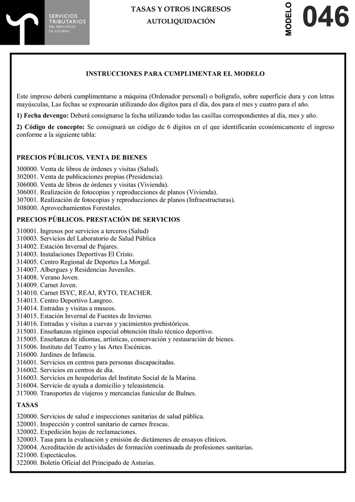 modelo 046 cumplimentación