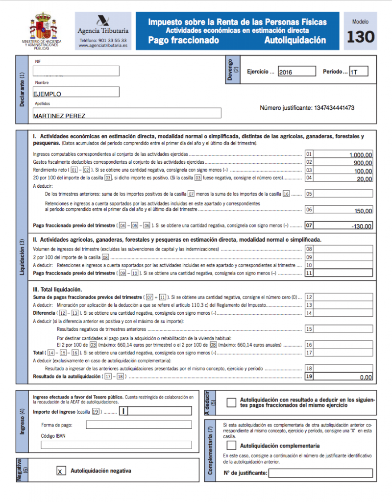 modelo 130 primera página