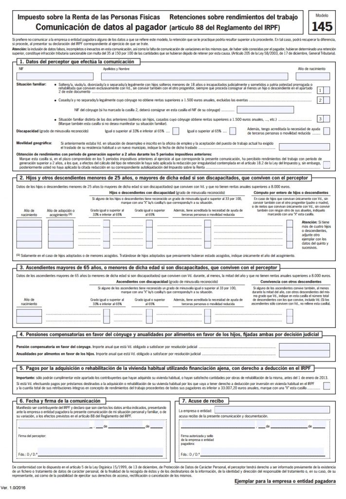 modelo 145 planilla relleno
