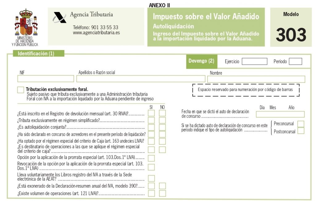 modelo 303 vista