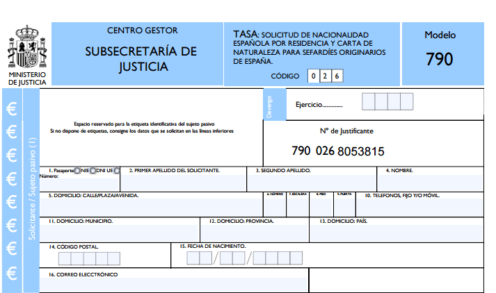 modelo 790 subsecretaría